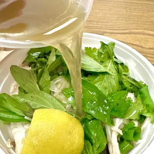 Chicken Pho.  They forgot my Sriracha and Hoisin sauces : (