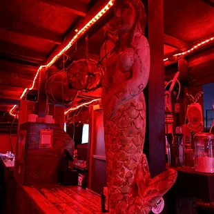 Mermaid statue on top floor