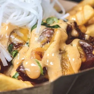 Spicy Pork Belly Loaded Fries.