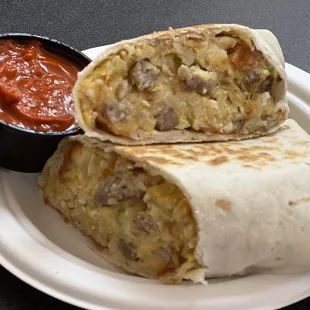 Breakfast Burritos and you can order with or without meat