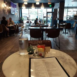 a menu on a table