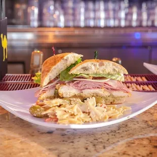 Red Sox Club- chicken breast, ham, avocado, lettuce, tomato, provolone with basil pesto mayo