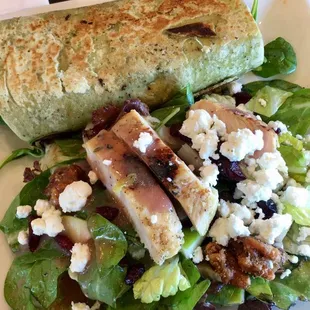 1/2 green monster 1/2 grilled chicken and goat cheese salad - delicious!