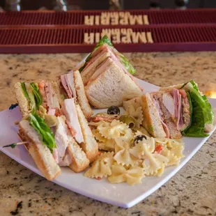 Triple Decker - turkey breast, ham, bacon, avocado, lettuce, tomato, with mango mayo
