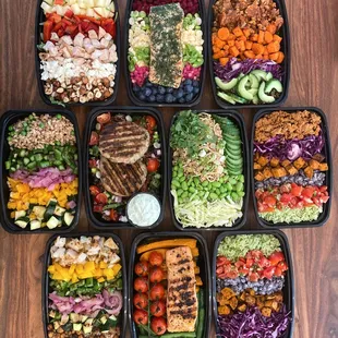 a variety of food in plastic containers