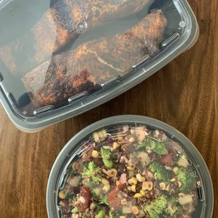 Healthy meals delivered! Blackened Salmon &amp; Edamame Chopped.