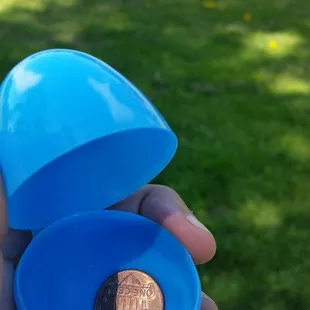 But what is inside this cute egg? What a treat a penny!