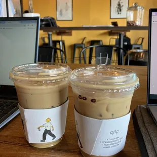 Caramel latte and coconut latte