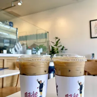 Hazelnut Cafe Latte (Left), Vanilla Cafe Latte (Right)