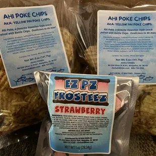 Ahi Poke Chips and Freeze Dried Strawberries...