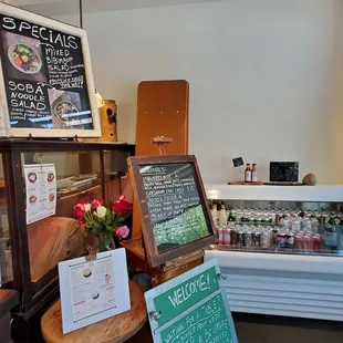 a display of food items