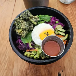 Stone pot bibimbop with bulgogi ribeye