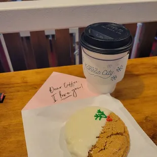 Gingerbread latte, gingerbread molasses cookie, and a view!