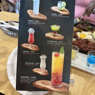 Cocktail menu