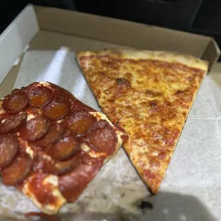 Cheese Slice and Spicy Pepperoni Square