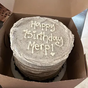 6-inch cookies and cream cake with custom icing ($55)