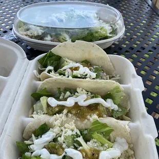 Pork tacos and pork bowl