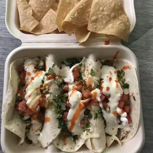 3 pork carnitas soft shell tacos