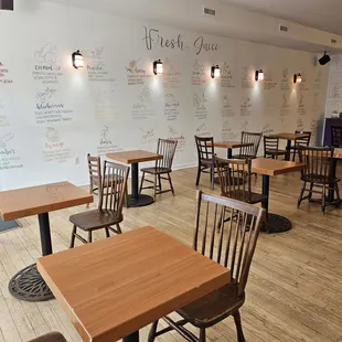 tables and chairs in a restaurant