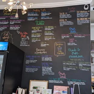 a blackboard with a menu on it