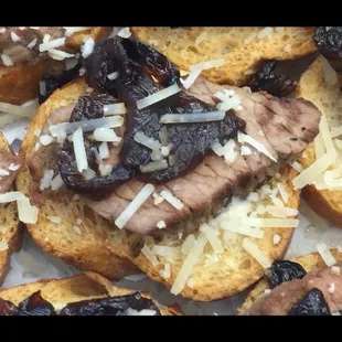 Tri Tip Crostini with Caramelized Onions &amp; Parmesan Cheese