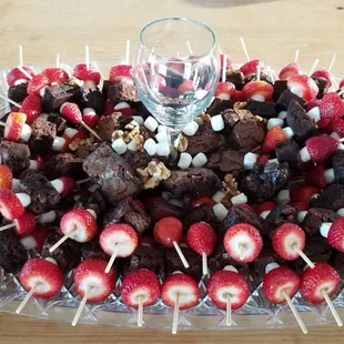 Strawberry, Brownie, and Marshmallow kabobs