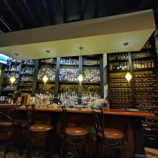 a bar with lots of bottles