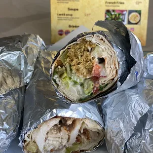 Both the Chicken Shawarma Sandwich and the falafel sandwich  Falafel Sandwich are delicious