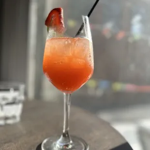 Strawberry tequila, jalapeño cava cocktail