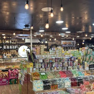 Assorted foods and candies.