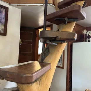 My groovy  mesquite spiral staircase to the loft .