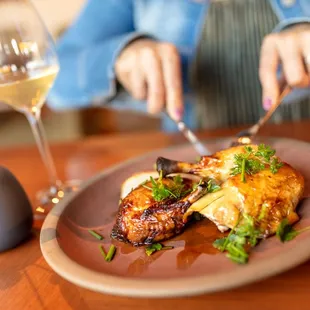 Root Down Farms Roasted Half Chicken $38 "pomegranate jus"