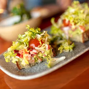 Lobster &amp; Avocado Tartine "Sandwich" $42, pulled apart