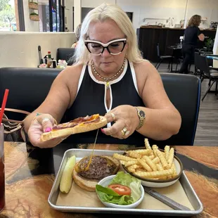 Preparing to feast on Burger