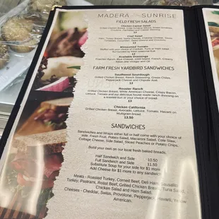 the menu and prices