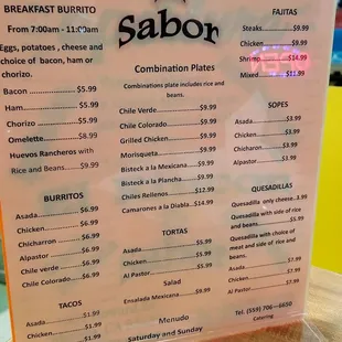 Located inside the store -El Rincon Del Sabor, small eatery..
