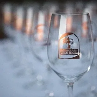 a row of wine glasses