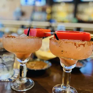 Watermelon Margarita&apos;s with watermelon popsicles and Tajin on top soooo good much needed this day!