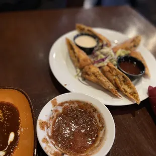 two plates of food on a table