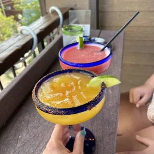 Mango jalapeño margarita and strawberry margarita