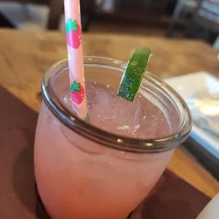 Strawberry margarita is just so cute with this little straw ;)
