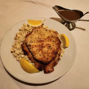 Schnitzel with Jaeger mushroom gravy