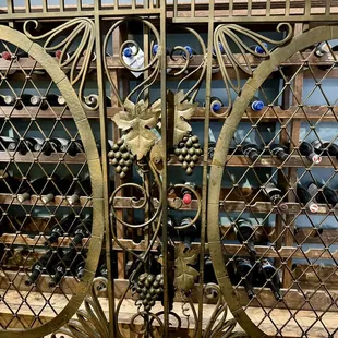 a wine rack in a wine cellar