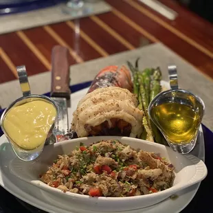 Lobster tail with crab and hollandaise