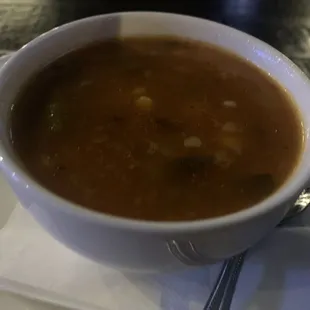 Soup of the day (vegetable soup) that comes with an entree