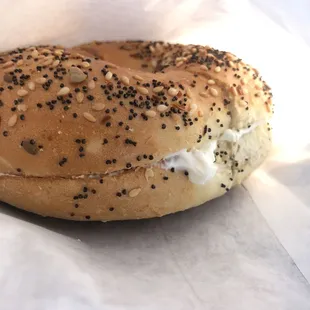 Everything bagel with cream cheese