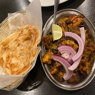 Mutton Chukka-Pepper Fry and Malabar Parotta