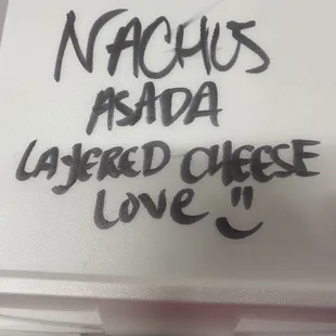 Note from the restaurant