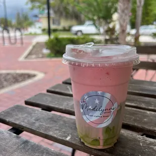 Seasonal Berry Matcha iced latte, delicious!