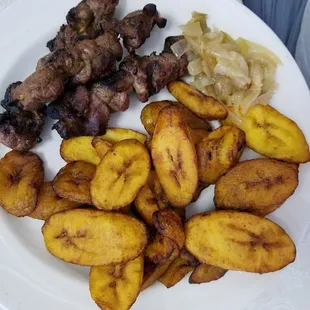 Lamb kebab + plantains